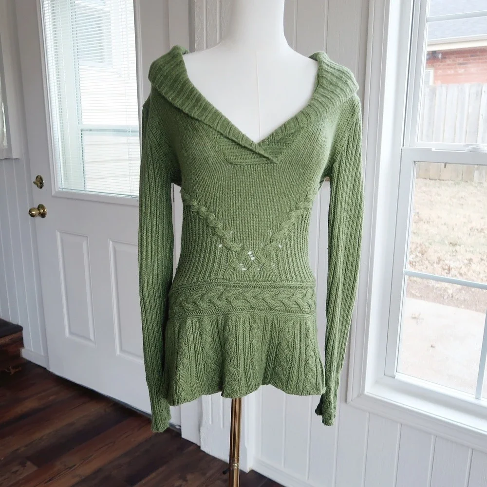 Old Navy Womens Tunic Sweater Sz S Green Fairycore Cottagecore Goblincore Earthy
